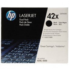 Original Genuine HP 42X Dual Pack Black H-Cap (Q5942XD) for Hewlett Packard LaserJet 4250 4250tn 4350dtnsl 4250dtn 4350 4350n 4250dtnsl 4350dtn 4350tn 4250n